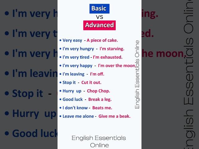 Basic VS Advanced English | English Speaking Practice | Learn English