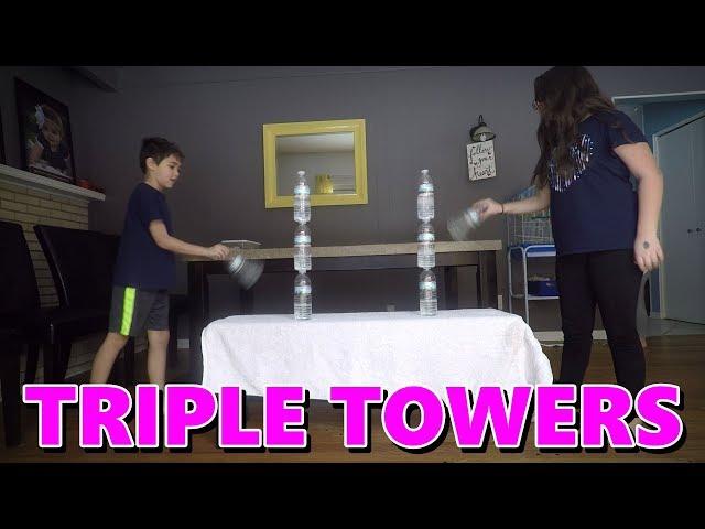 The impossible bottle flip trick - triple towers