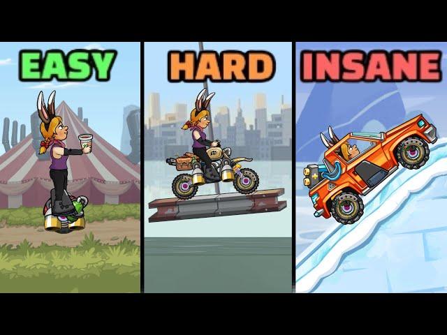 EASY vs HARD vs INSANE Record - Hill Climb Racing 2