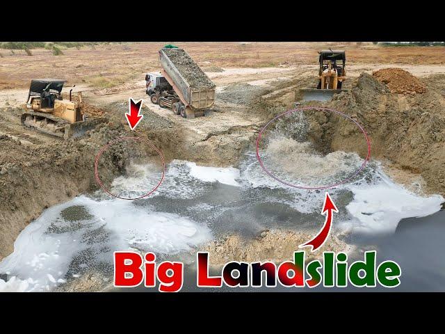 Landslide! KOMATSU D60A Expert Shares TOP Bulldozer Secrets for Building Roads in Water