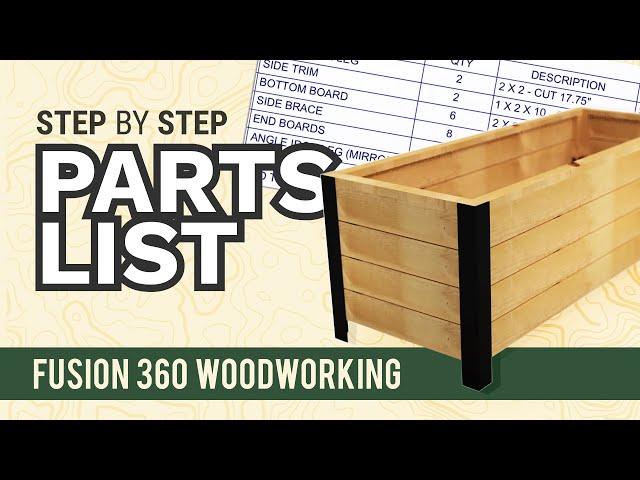 Parts List Fusion 360 - Fusion 360 for Woodworkers