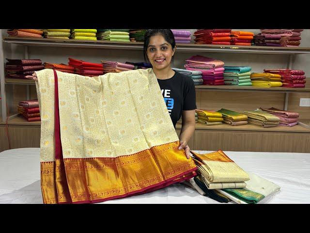 LIVE SESSION | Pure Kanchipuram Silk Sarees in White & Contrast Tones #sareelove #kanchipattu #live