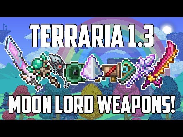 Terraria 1.3 Mobile ALL MOON LORD WEAPONS! | Damage Guide! | NEW WEAPONS TIPS & TRICKS | PS4