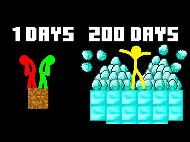 Stickman VS Minecraft: 200 Days Skyblock Challenge - AVM Shorts Animation