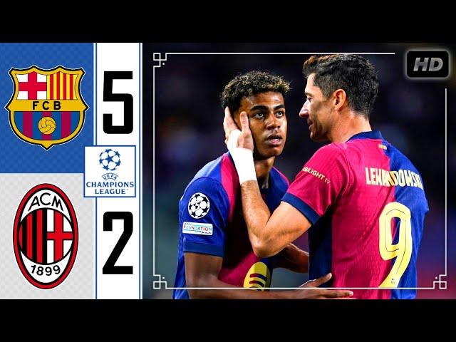 Barcelona vs AC Milan 5-2 • Champions League Highlights & All Goals 2024 • Barcelona Tadi Malam