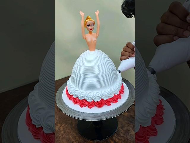 red white combination Doll Cake Design #shorts #ytshorts