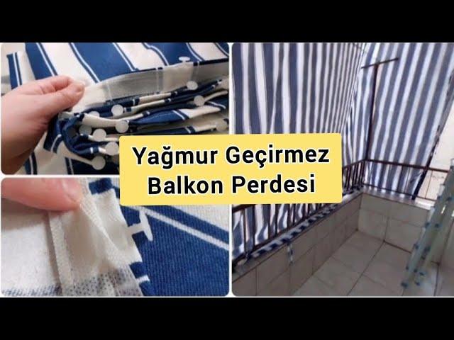 Yağmur Geçirmez Balkon Perdesi Bağcıklı, Korniş Düğmeli / Güneşi Engelleyen / Gabardin Kumaş