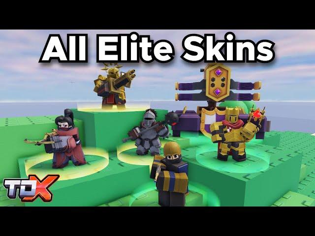 TDX All Elite Skins Showcase - Tower Defense X Roblox | Elite Mode Rework