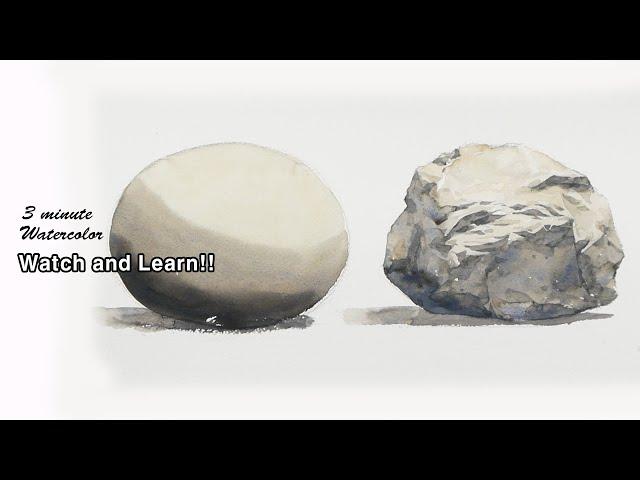 [ 3 minute Watercolor - Watch and Learn! ] Rock #1 NAMIL ART