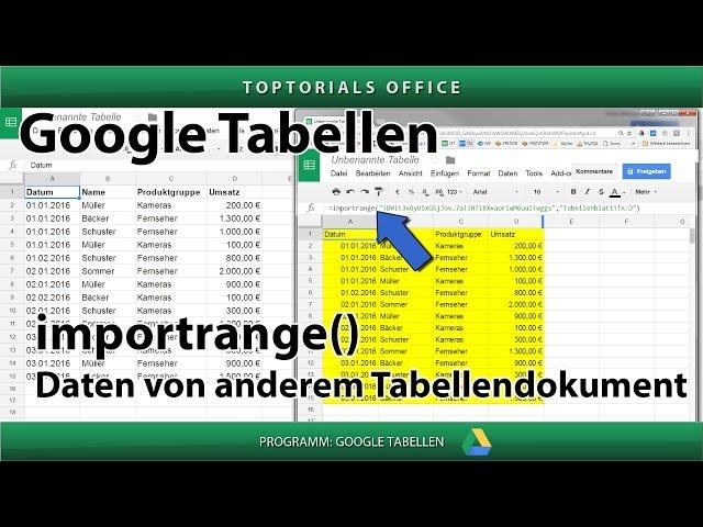 Zugriff auf andere Tabelle / Tabellendokument mit importrange (Google Tabellen / Spreadsheets)