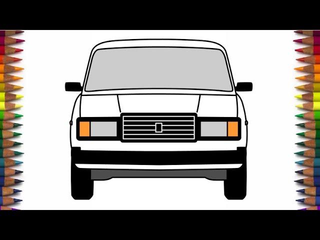 Как нарисовать ВАЗ 2107 Семёрка - How to draw VAZ 2107