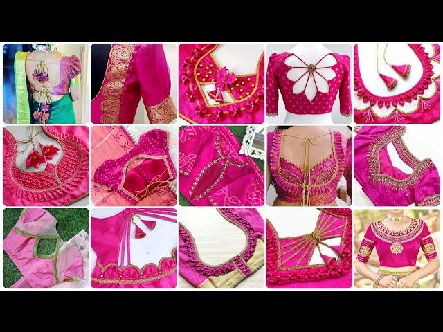 Pink Blouse Designs New Model/Pink Blouse Back Neck Designs/Pink Blouse Hand Designs/ Blouse Design