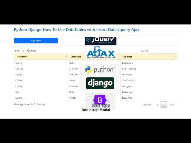 Python Django How To Use DataTables with Insert Data Jquery Ajax