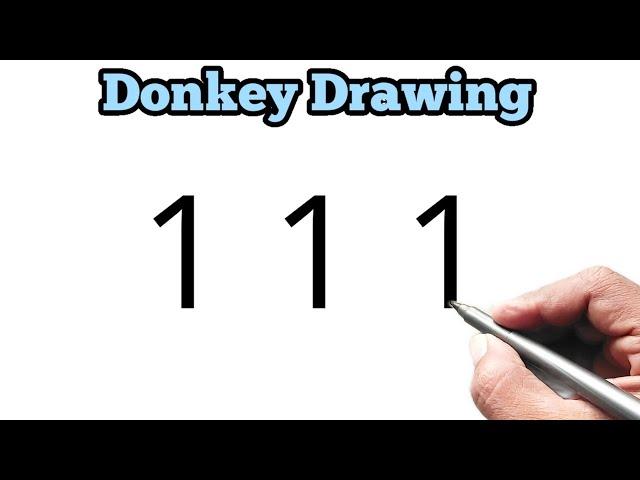 Easy Donkey Drawing From 111 Number | Number drawing