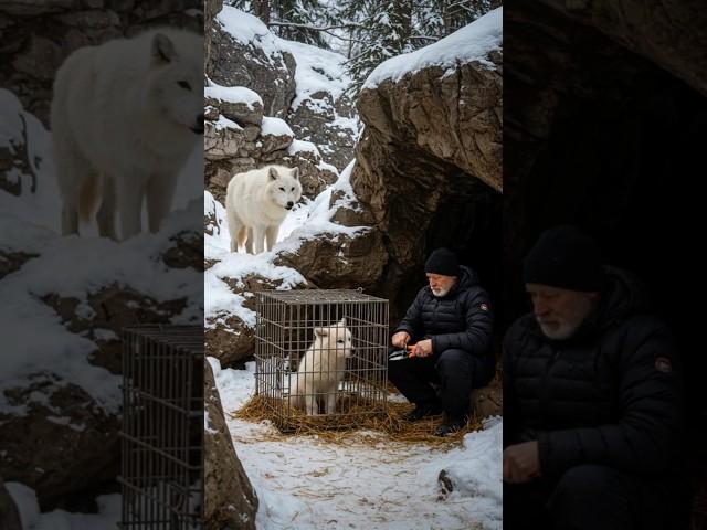 Mother Snow Wolf Saves Her Cubs with the Help of an Old Guy! #animals #rescueanimals #humanity