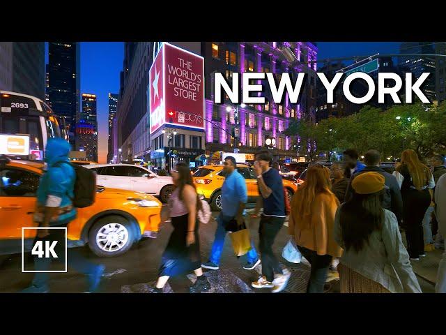 4k New York City Walk, Night Stroll in Manhattan, NYC