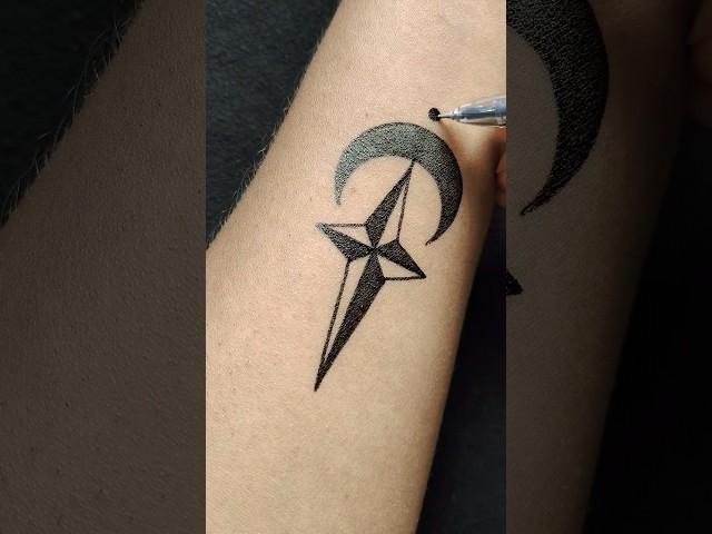 Moon  & Star  beautiful n easy temporary tattoo......#tattoo #tattoink #art #drawing #asmr