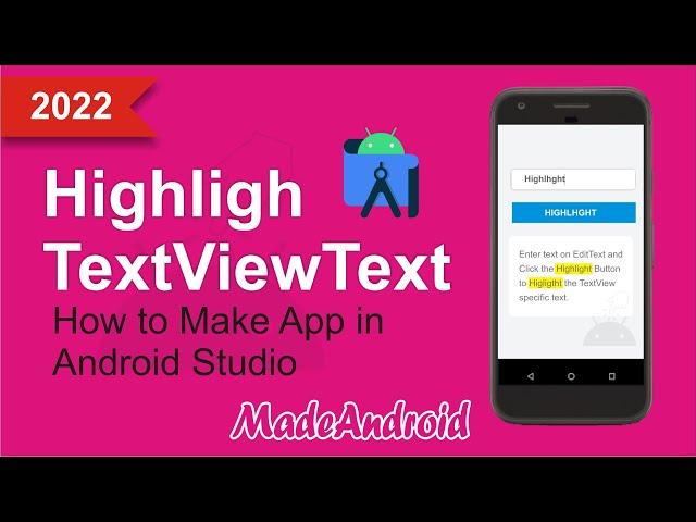 How to Make App Highlight TextView Text in Android Studio | HighlighTextViewText | MadeAndroid