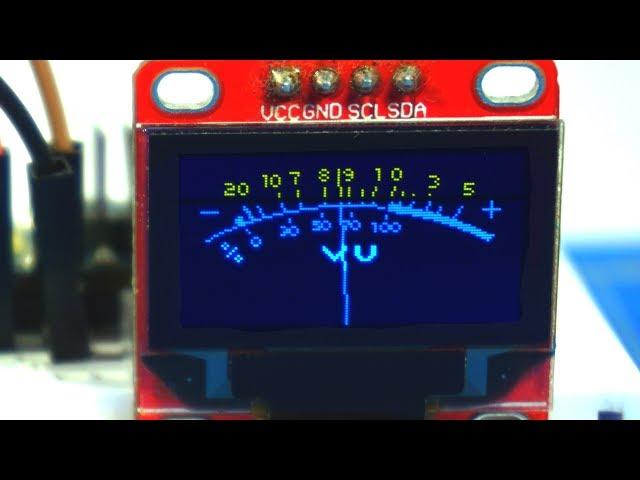 Arduino project for beginners. VU meter with OLED display. Techn0man1ac #2