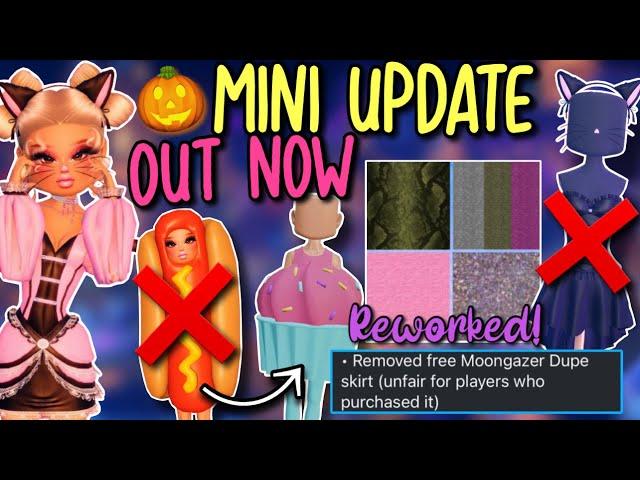 MINI UPDATE OUT NOW! MOONGAZER DUPE REMOVED?!, REWORKED PATTERNS, AND MORE | Roblox Dress To Impress