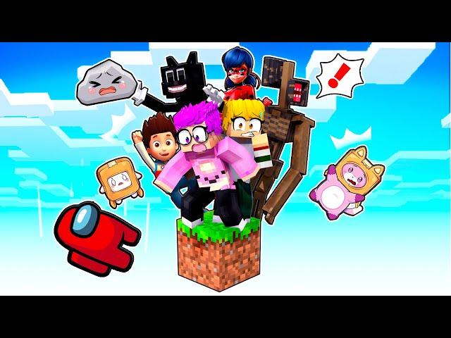 LANKYBOX Has 10 FRIENDS On ONE BLOCK In MINECRAFT! (PAW PATROL, LADYBUG, SIRENHEAD, AMONG US)