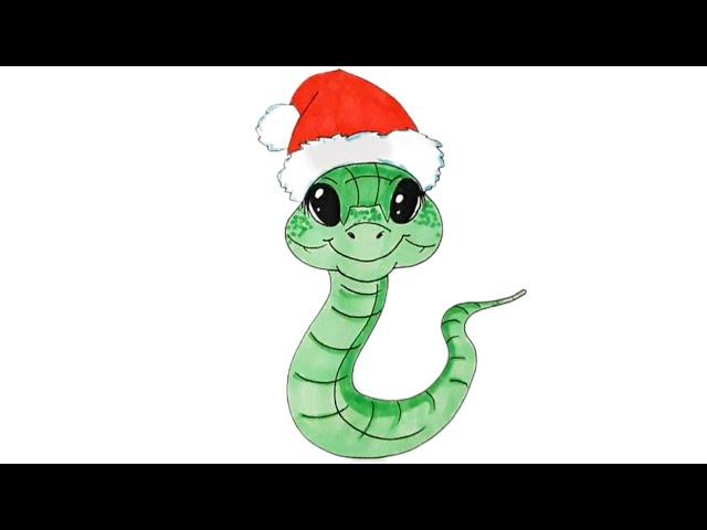 Мастер класс как нарисовать змею символ 2025 года/Tutorial how to draw a snake