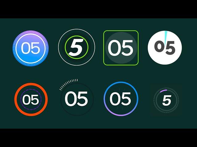 8 Styles of 5 Seconds Countdown Timer Green Screen (FREE to Use)