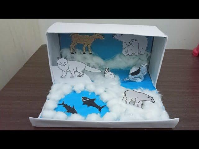 How to make polar bear habitat / Diy polar bear diaorma / Easy arctic region diaorma school project