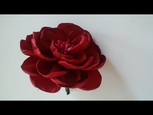 Мастер класс: пышная роза из лент/How to make a rose out of satin ribbons/handmade fabric flowers