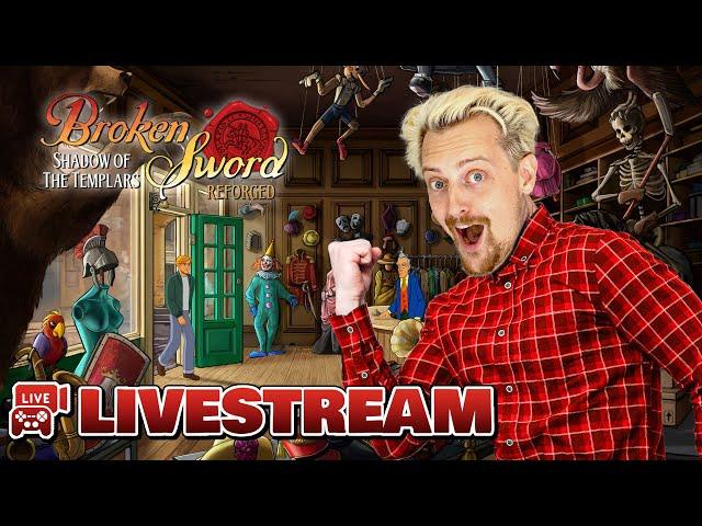  Live: "Broken Sword: The Shadow of the Templars - Reforged" 🪐 [MS-DOS Remaster] - [  Livestream ]