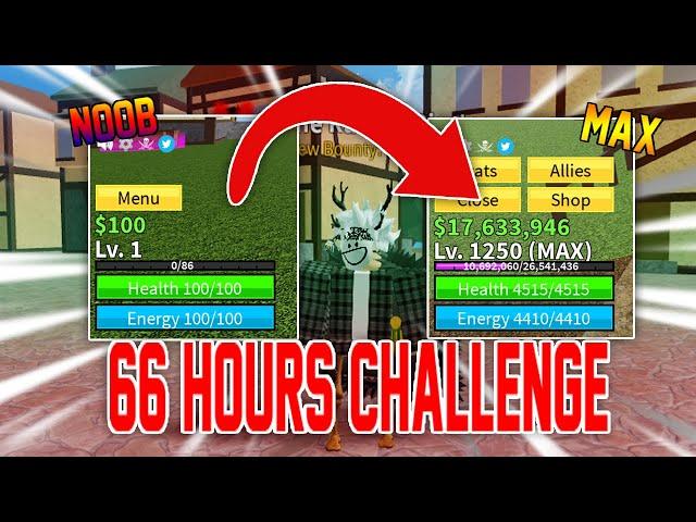 GETTING MAX LEVELS IN 3 DAYS! (CHALLENGE) + (ONLY 1 BOOST) | Blox Piece | LEVEL 1 - 1250 in 66 HOURS