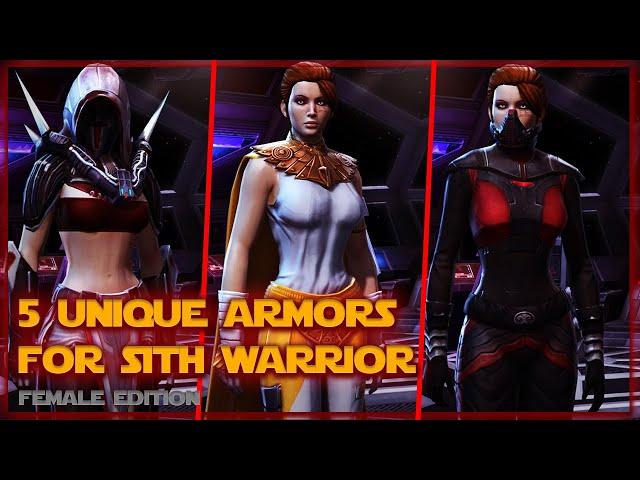 5 unique Armors for Sith Warrior | FEMALE Edition | SWTOR 2021