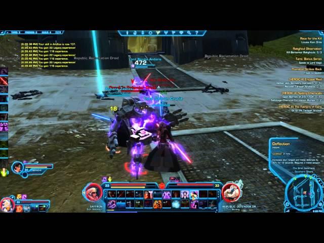 SWToR Final Beta - Sith Assassin Combat (Random mob group on Taris)