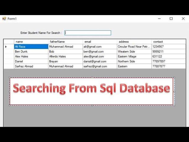 How to search data from Local Database and show in datagridview in C# | City Software Technologies