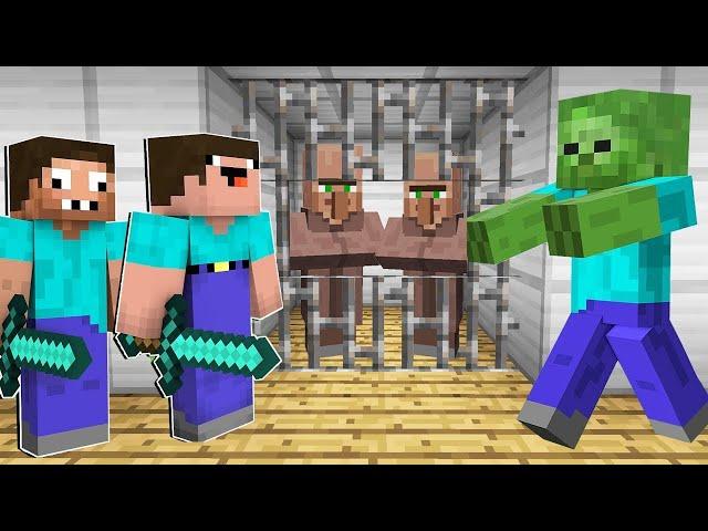 NOOB and PRO SAVING VILLAGERS From ZOMBIES in Minecraft Like Maizen Mikey and JJ