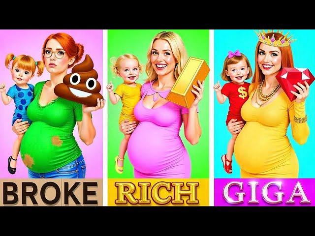 POOR vs RICH vs GIGA RICH! You WON'T BELIEVE These Pregnancy Hacks