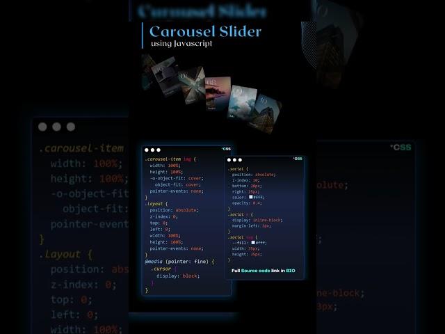  Build a Carousel Slider with JavaScript! || #shorts #shortsvideo #cssanimation #layoutwebdesign