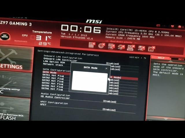 M.2 Nvme SSD Msi Z97 Gaming 3 fix bios setting