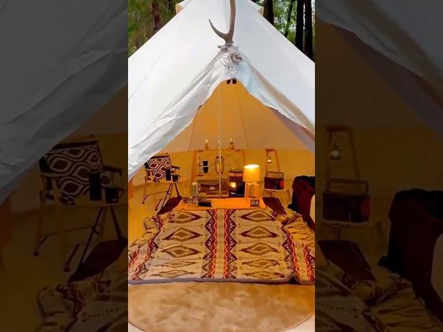 Luxury canvas camping bell tent for glamping