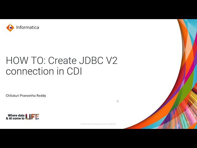 How to Create JDBC V2 Connection in IICS