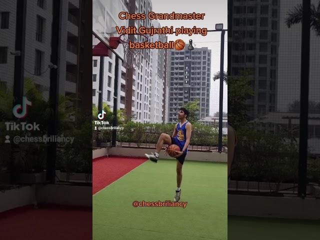 Chess Grandmaster Vidit Gujrathi playing basketball.