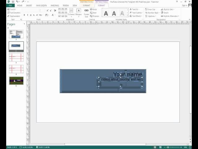 YouTube Channel Art Template in Microsoft Publisher