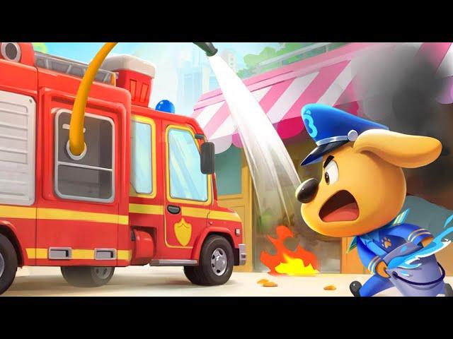 Fire in the Cake Shop | Safety Cartoon | Fire Truck | Kids Cartoons Sheriff Labrador | BabyBus