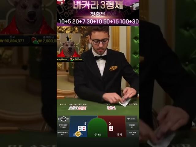 바카라3형제 셋째 곰이 바카라 1천만원으로 1억달성! 레전드 달성! #바카라 #바카라3형제 #바카라실시간