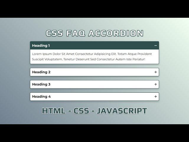 How To Make FAQ Accordion Using HTML / CSS / JAVASCRIPT