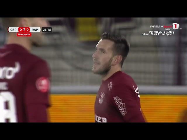 CFR Cluj ratează o ocazie imensă cu Rapid! Șutul lui Păun, puțin pe lângă vinclu