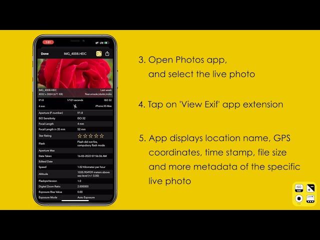 How to view  Exif Metadata of a Live Photo on iPhone or iPad