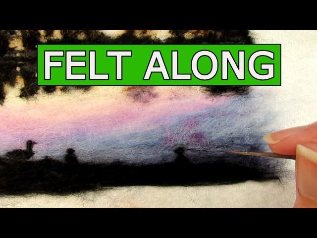 Felt a long 2D Needle Felting a Sunset from a Photo