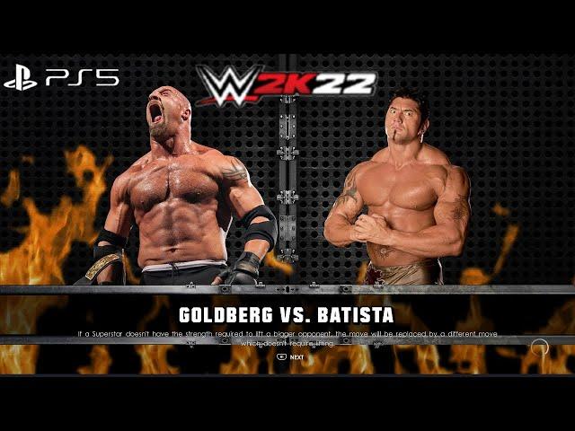 WWE 2K22 (PS5) - GOLDBERG vs BATISTA GAMEPLAY | RAW, NOV. 10, 2003 (1080P 60FPS)