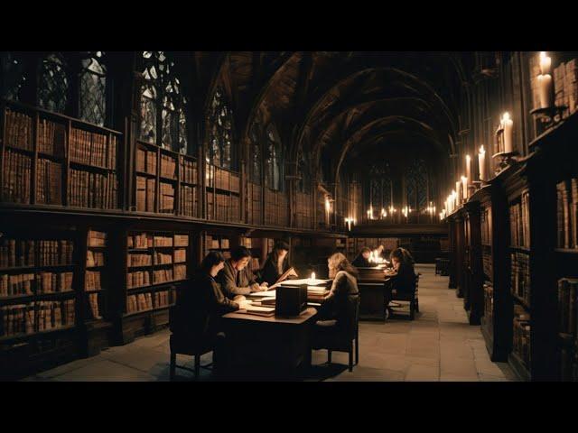 studying in a haunted library with friends [dark academia] 